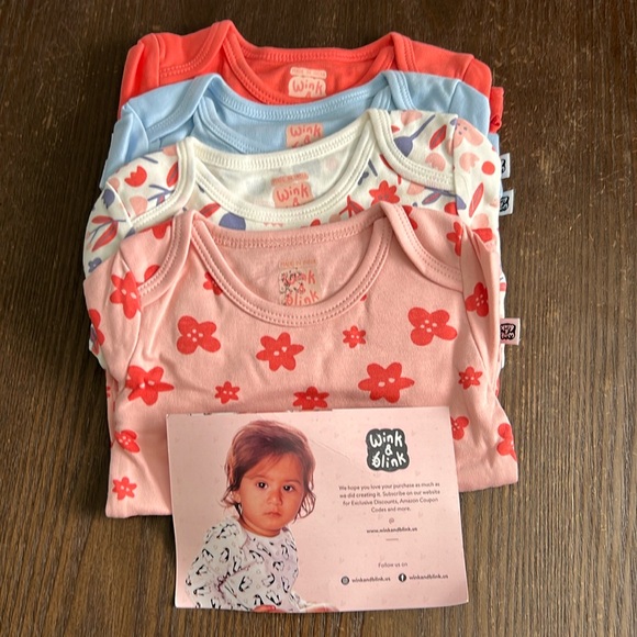 Wink & Blink Organic Girls Long Sleeve Bodysuits 4 pack - Picture 4 of 12